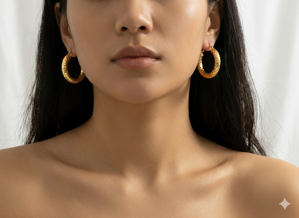 Aros martillados luz dorada