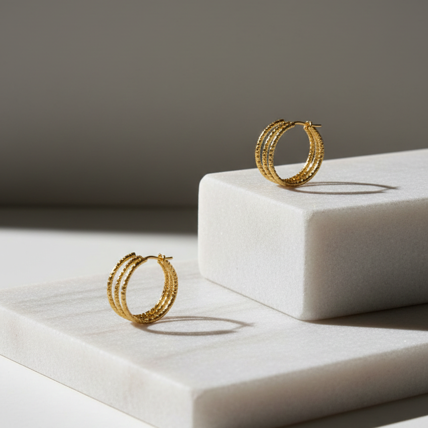 Aros Triple Aura Dorada